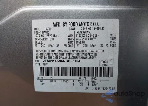 2022 Ford Edge Titanium z USA, uszkodzony, nr VIN 2FMPK4K96NBB05154